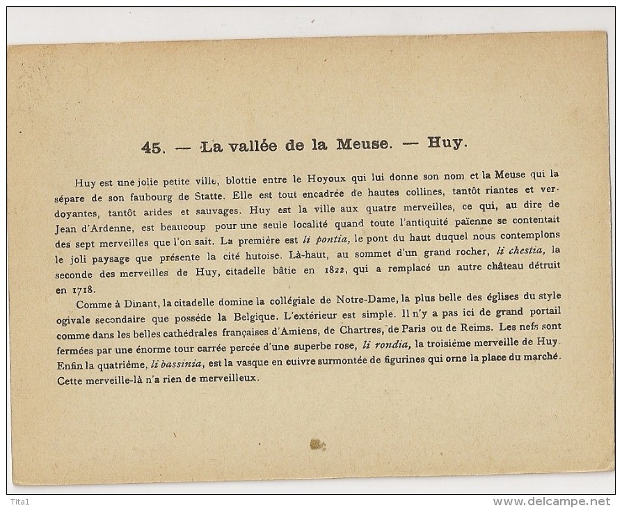 S4758 - Chocolat Antoine Bruxelles -La Vallée De La Meuse - Huy   (N°45) - Autres & Non Classés