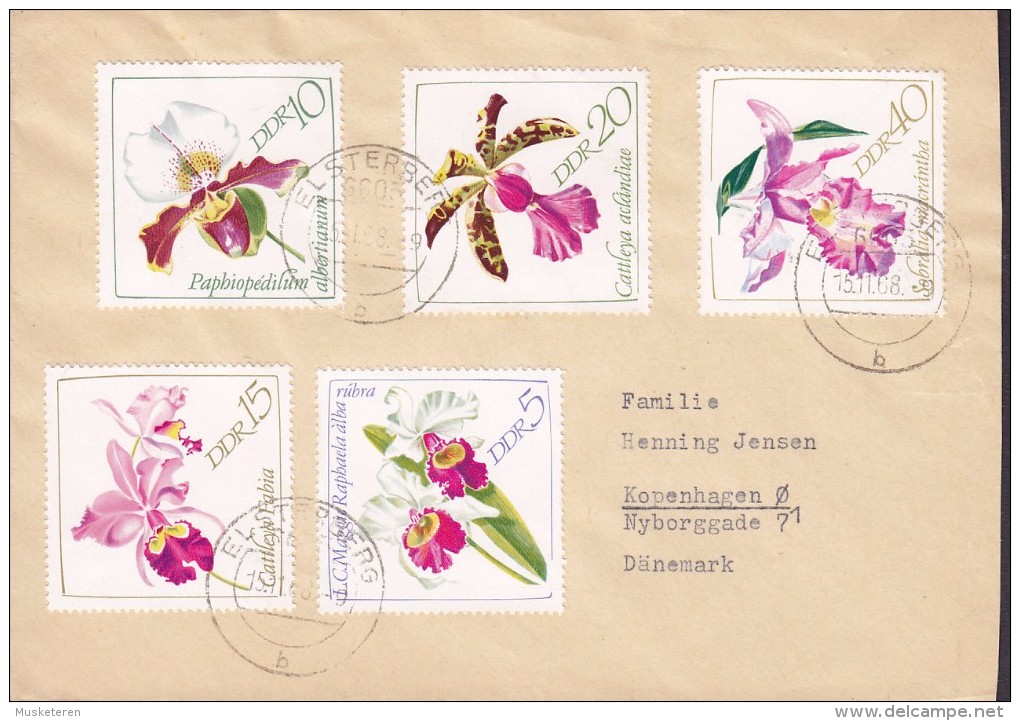 Germany DDR ELSTERBERG 1968 Cover Brief Denmark Orchids Orchideen (Almost) Complete Set !! - Briefe U. Dokumente