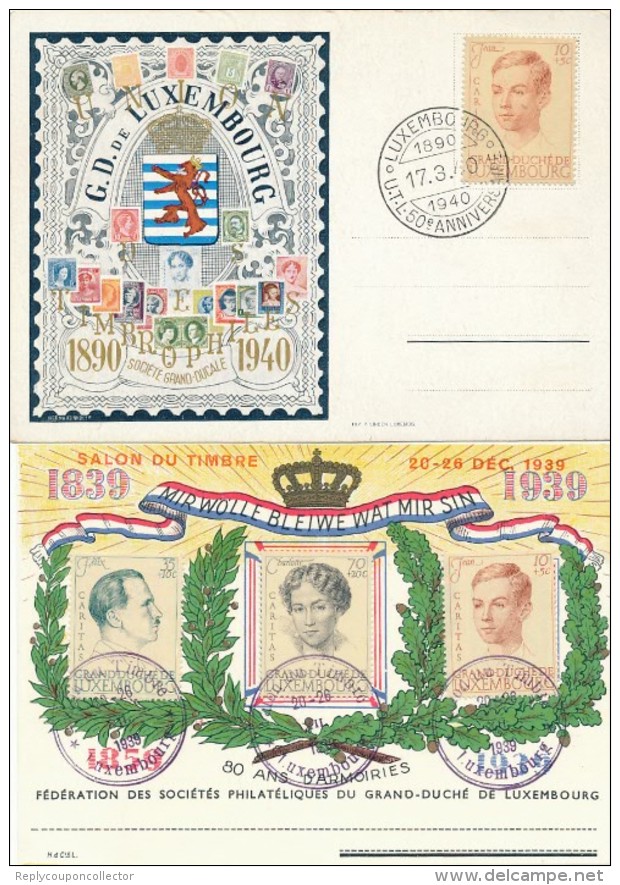 LUXEMBOURG  - 1939/1940 ,  2 Belege , Dabei Salon Du Timbre - Covers & Documents