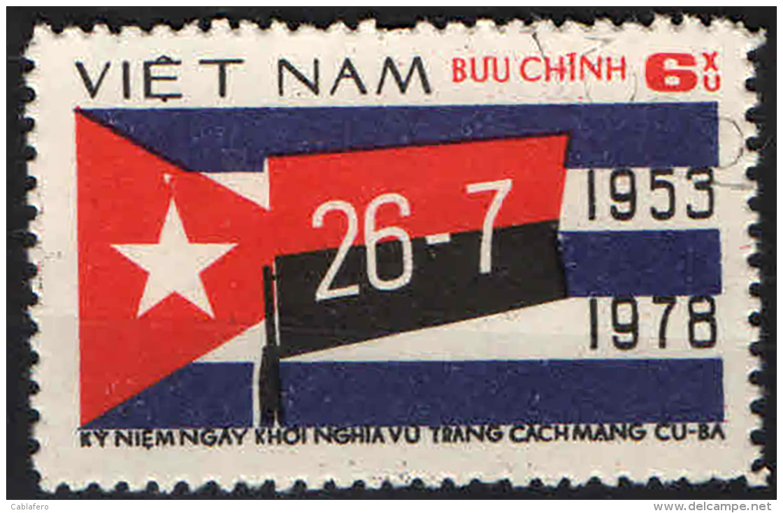 VIETNAM - 1978 - 25° ANNIVERSARIO DELLA RIVOLUZIONE CUBANA - USATO - Vietnam