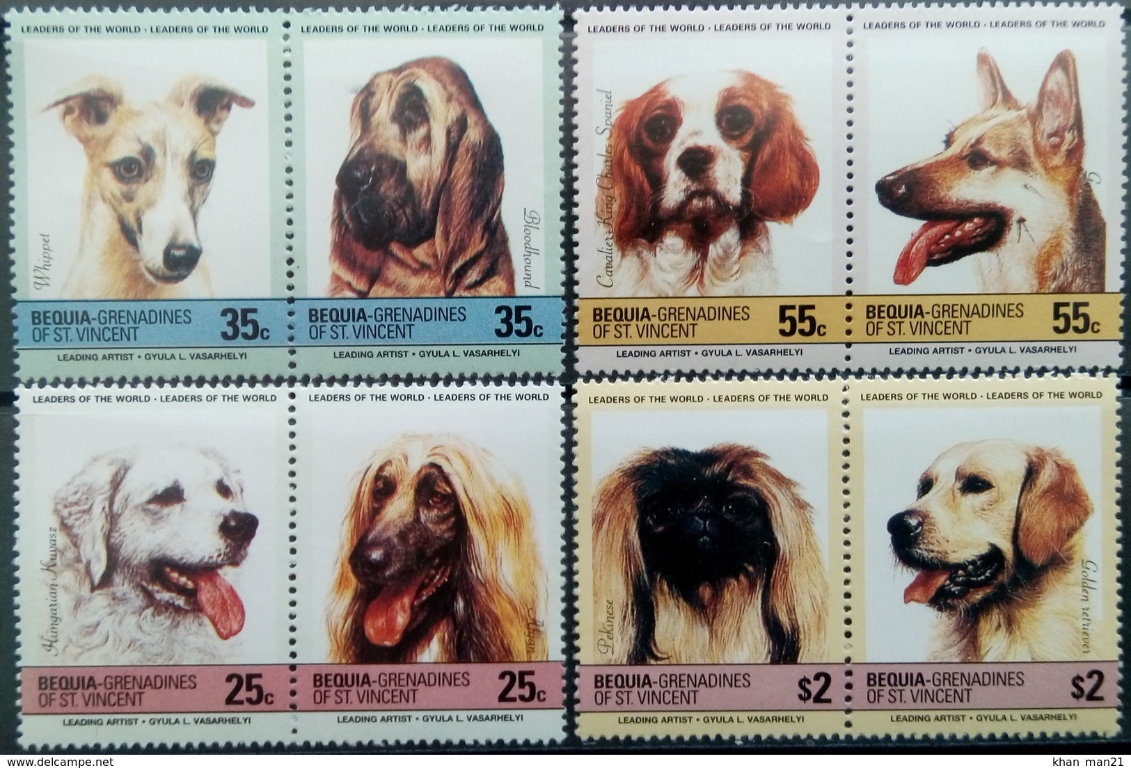 St.Vincent & Grenadines, Bequia, 1985, Mi. 90-97, Sc. 178-81, Dogs, MNH - Hunde