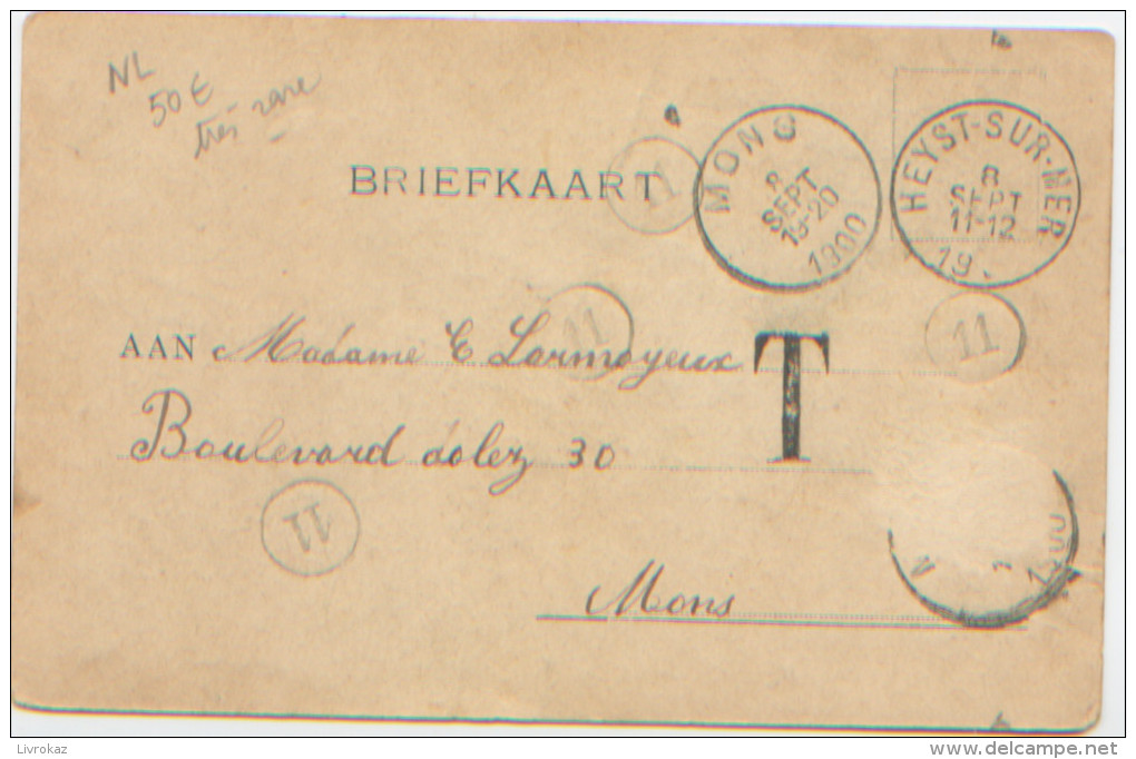 Pays Bas, Nederland, Breskens, L'Ecluse, CPA Précurseur, Taxée, Cachets De Mons Et Heyst Sur Mer, A Circulé En 1900 - Breskens