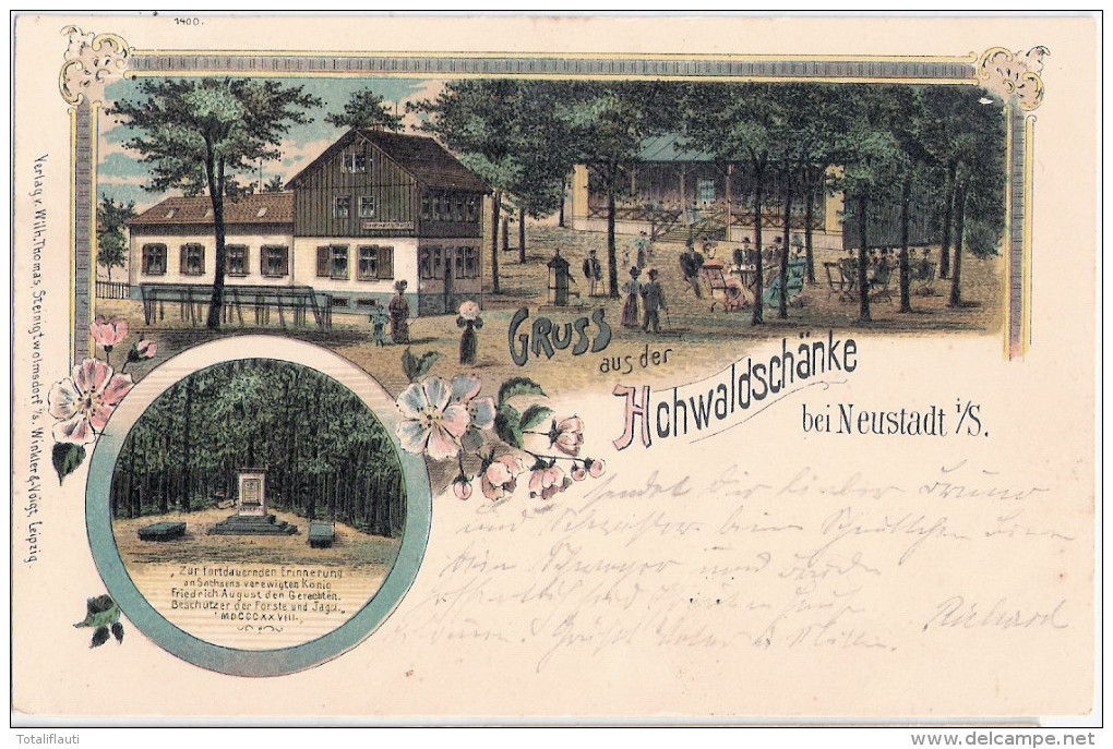 NEUSTADT Sachsen Gruss Aus Der Hochwaldschänke Osterzgebirge Col Litho 17.8.1900 Gelaufen - Neustadt