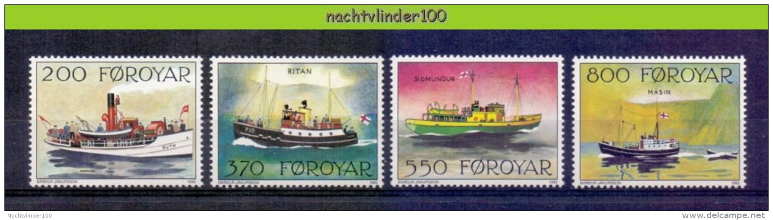 Mnp302 TRANSPORT SCHEPEN MASIN SIGMUNDUR RITAN RUTH SHIPS SCHIFFE BATEAUX FOROYAR 1992 PF/MNH - Boten