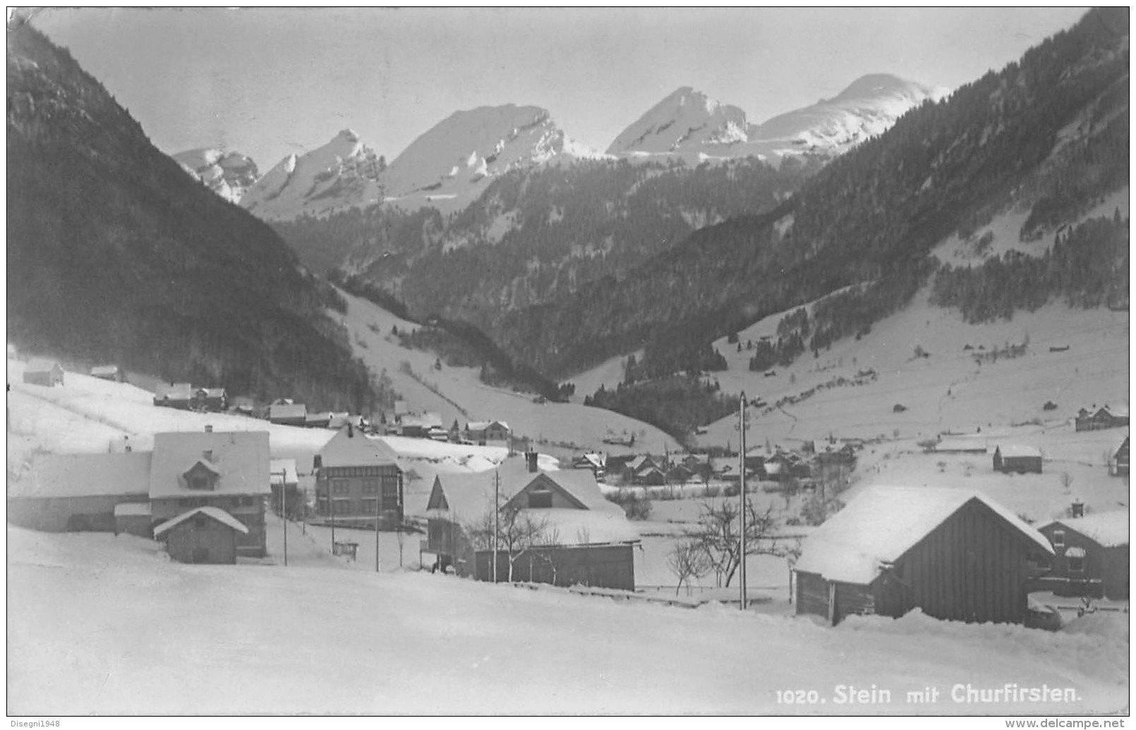 05525 "STEIN MIT CHURFIRSTEN (TURGOVIA / CH)" NEVE. CART. POST. ORIG. SPEDITA 1914. - Stein