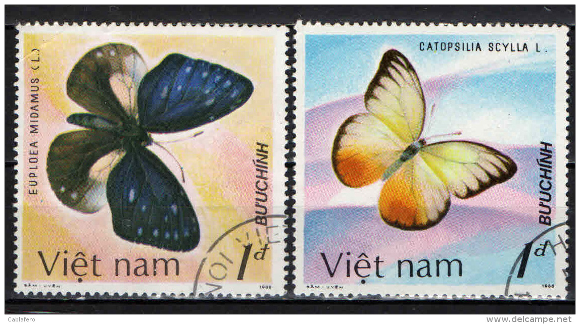 VIETNAM - 1986 - FARFALLE VARIOPINTE - BUTTERFLIES - USATI - Viêt-Nam