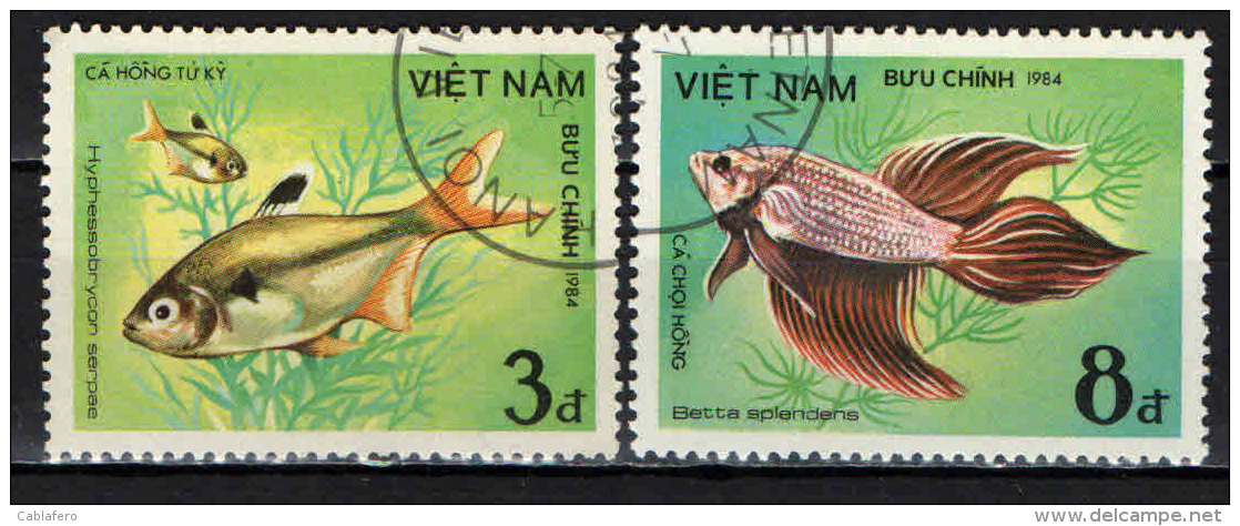 VIETNAM - 1984 - PESCI - FISHES - USATO - Vietnam