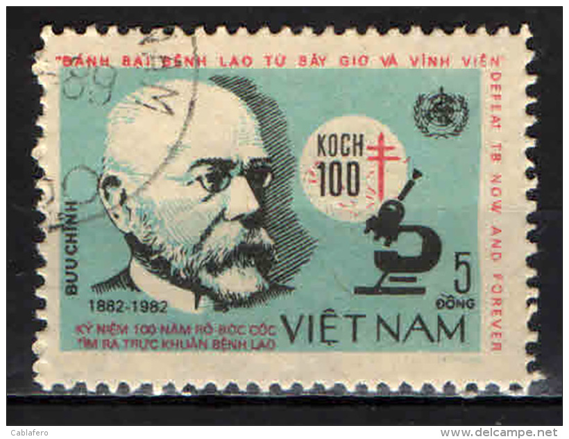 VIETNAM - 1983 - ROBERT KOCH - SCOPERTA DEL BACILLO DELLA TUBERCOLOSI - CENTENARIO - USATO - Vietnam