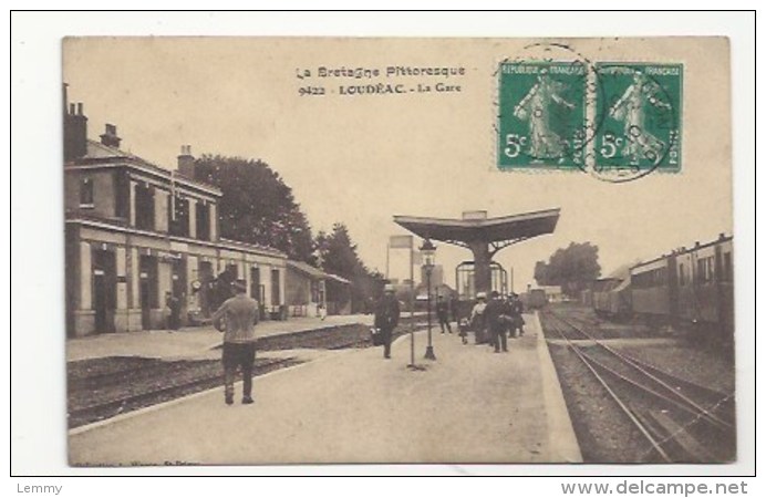 22 - LOUDÉAC - LA GARE,- QUAIS, VOIES FERRÉES - TRAINS - 1910 - Loudéac