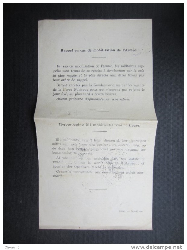 AVIS DE MUTATION (M1699) CHIMAY 1937 (3 Vues) Dépot D'armée N°3 Vers Bureau De Recrutement Charleroi - Documents Historiques