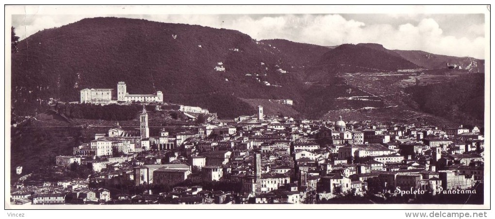 Spoleto (PG) - Cartolina Panoramica, Viaggiata 1959 - Perugia