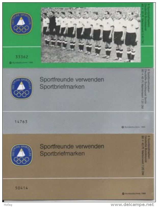 BRD 1988 3 Sporthilfe Markenheftchen Mit Je 6 Marken (ESSt Bonn/Berlin) - 3 Booklets With 6 Stamps Each (FDS) - Autres & Non Classés