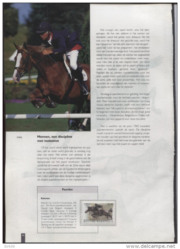 Belgie Herdenkingskaart Uit Jaarboek 2002 3084/85 BL95 Horses - Cartes Souvenir – Emissions Communes [HK]