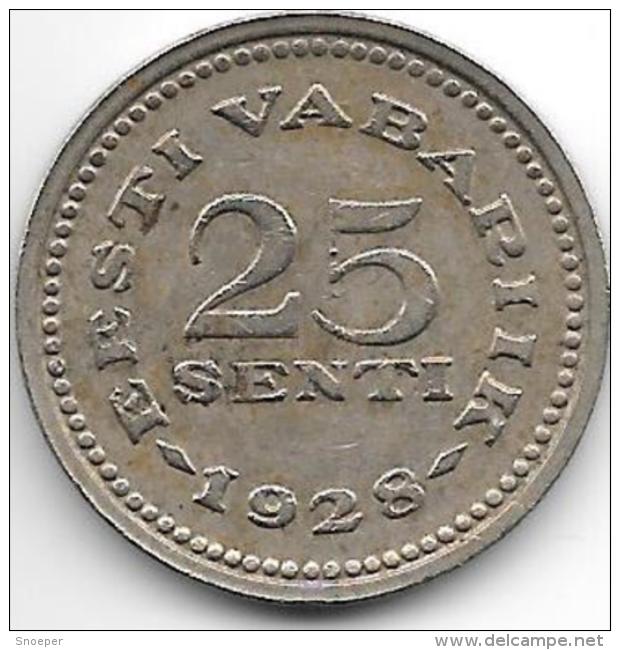 *Estonia  25 Senti 1928 Km9    Vf+ - Estonia