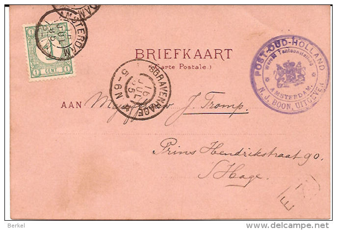 Litho Amsterdam 1895 BLOOKER Friesland N-Holland Wereld Tentoonstelling Strafport 1 Cent?  Stempel Boon Uitgever 6/030 - Amsterdam