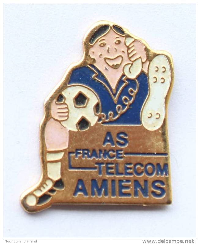Pin's FRANCE TELECOM - AS AMIENS (80) - Footballeur Au Téléphone - MB -  F334 - France Telecom
