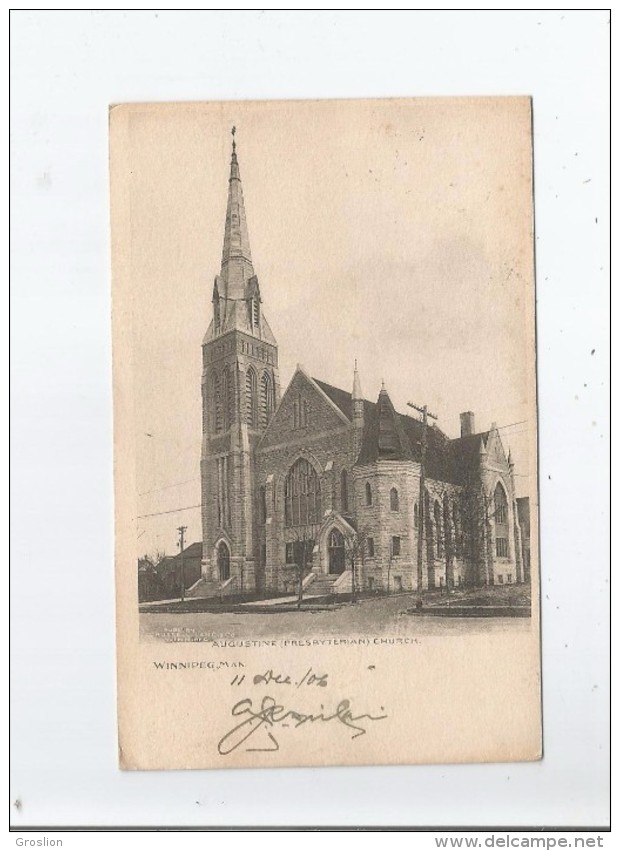 WINNIPEG MAN AUGUSTINE (PRESBYTERIAN) CHURCH 1906 - Winnipeg