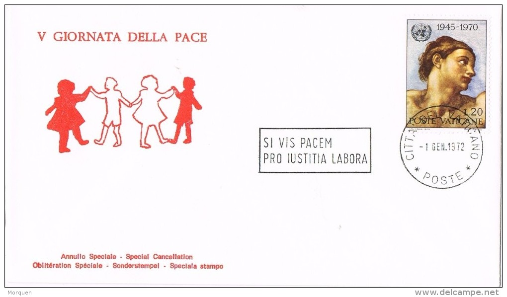 18033. Carta F.D.C. Vaticano 1972. Paz, Justicia Y Trabajo - FDC