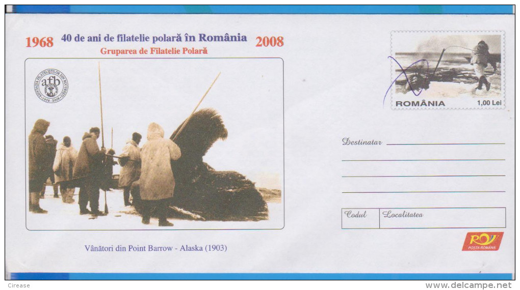 HUNTER WHALES POINT BARROW ALASKA ROMANIA  STATIONERY - Autres & Non Classés