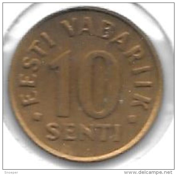 *Estonia  10 Senti 1991 Km 22    Unc - Estonie