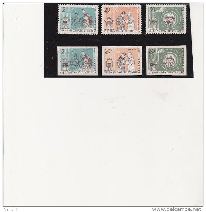 VIETNAM DU NORD  - TIMBRES N° 278 A 280  + IDEM NON DENTELE-  ANNEE 1962 - COTE : 20,75 € - Viêt-Nam