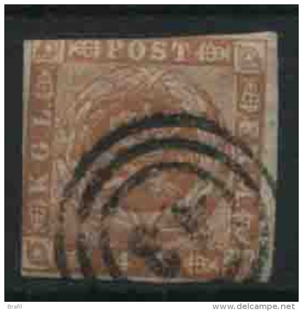 1854 Danimarca, 4 S Giallo, Usato - Used Stamps