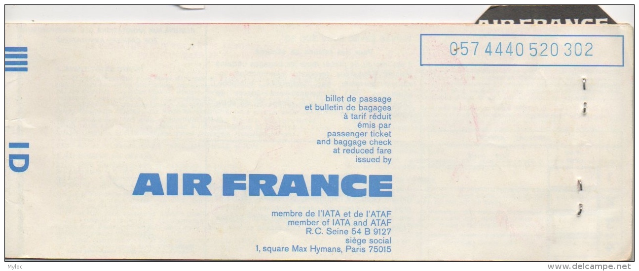 Ticket/Billet D'Avion. Air France. Dakar/Paris/Bruxelles/Paris/Dakar. 1975. - Wereld