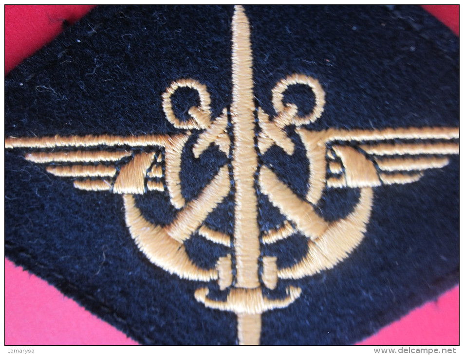 écusson Tissu Losange Brodé Or Sur Fond Noir-Insigne Patch à Identifier(merci De M´aider)ancres Croisées Epée Militaria - Ecussons Tissu