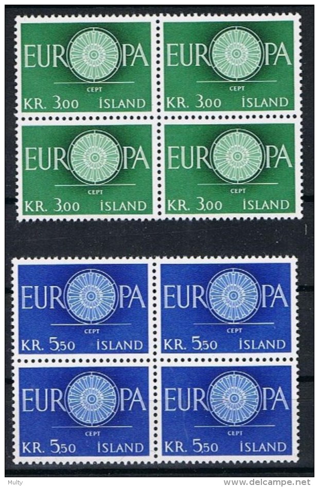 Ijsland Y/T 301 / 302 (**) In Blok Van 4. - Unused Stamps
