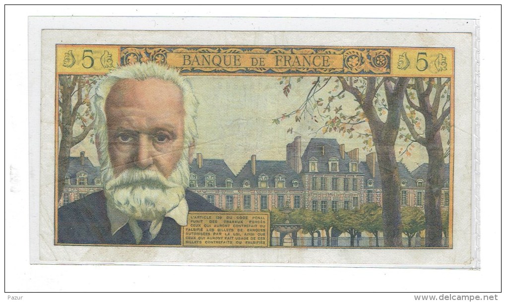 BILLET 5 NF VICTOR HUGO 2-5-1963 TTB+ PLUSIEURS TROUS D'EPINGLES - 1 PLI VERTICAL - SANS DECHIRURES - 5 NF 1959-1965 ''Victor Hugo''