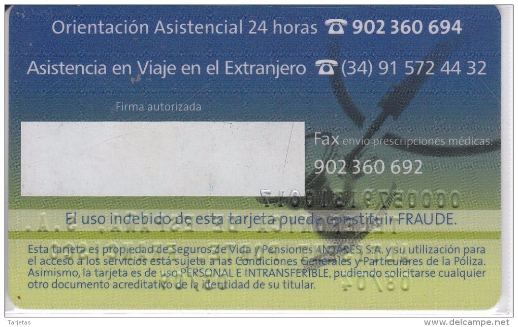 TARJETA DE TELEFONICA DE ANTARES  DE TELEFONICA DE ESPAÑA (RARA) - Tests & Servicios