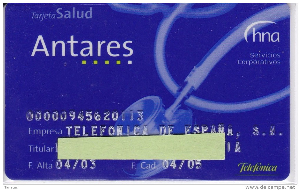 TARJETA DE TELEFONICA DE ANTARES  DE TELEFONICA DE ESPAÑA (RARA) - Tests & Servizi