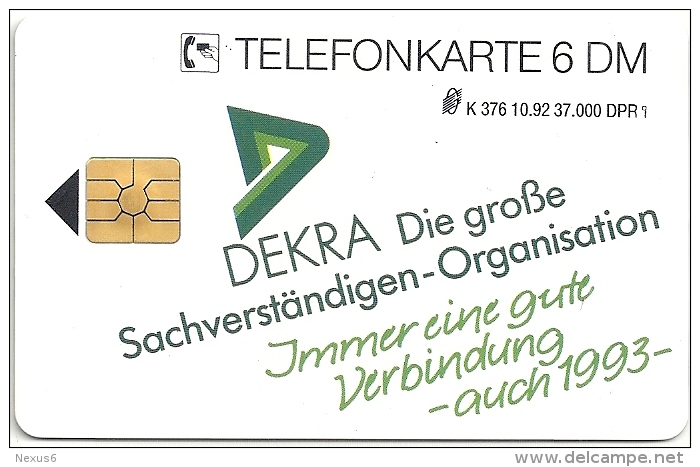 Germany - Dekra - K 0376 -10.92 - 37.000ex, Used - K-Serie : Serie Clienti