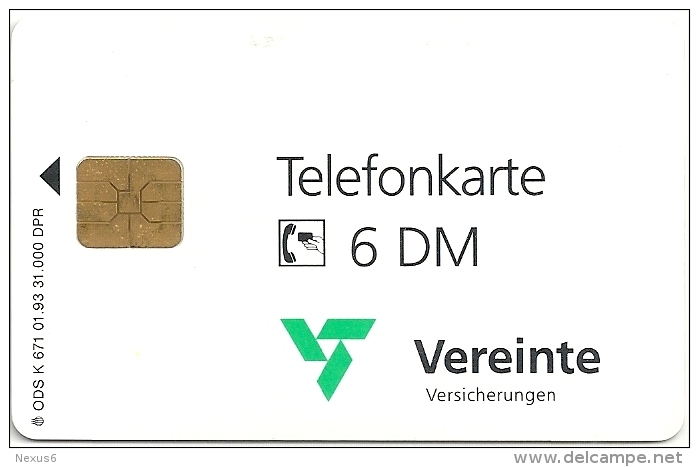 Germany - Vereinte Versicherungen 1 - Koffer - K 0671 -01.93 - 31.000ex, Used - K-Serie : Serie Clienti