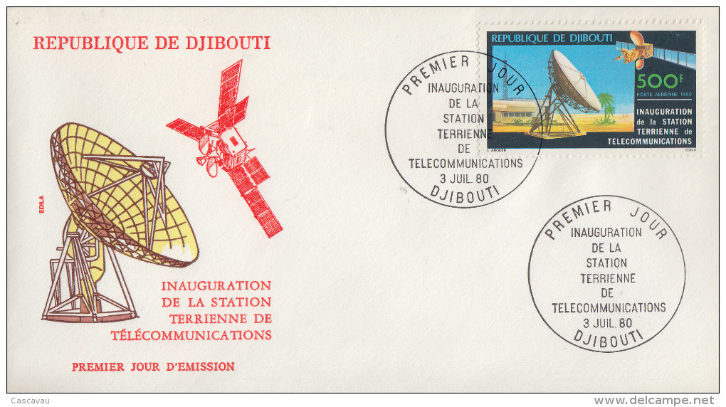 Enveloppe  FDC  1er  Jour    REPUBLIQUE   De   DJIBOUTI    Station   De  Télécommunications    1980 - Djibouti (1977-...)