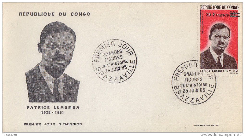 Enveloppe  FDC  1er  Jour   CONGO    Patrice  LUMUMBA   1965 - FDC