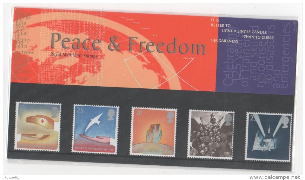 POCHETTE  DE 5 TIMBRES  ANGLAIS - Thème Peace & Freedom   - ( Royal Mail Mint Stamps ) - Fogli Completi