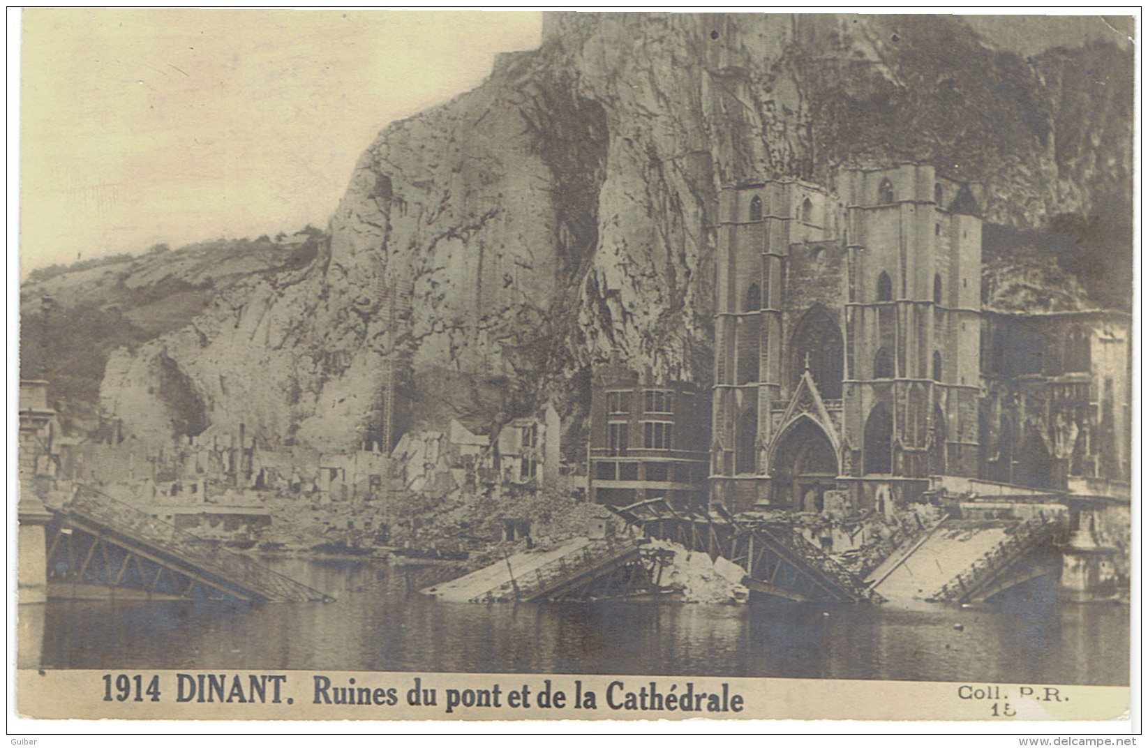 1914 Dinant Ruines Du Pont Et De La Cathedrale Photo Carte Coll.p.r. - Dinant