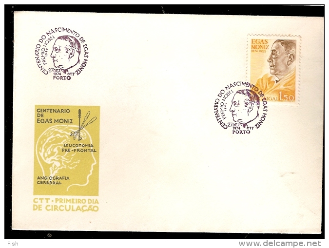 Portugal & FDC I Centenário Do Nascimento Do Professor Egas Moniz, Porto 1974 (1239) - Medicina