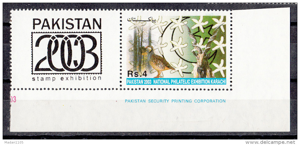 PAKISTAN, 2003, National Philatelic Exhibition, Flowers, Wildlife & Birds (Jasmine, Chokor & Chinkara), MNH, (**) - Pakistan