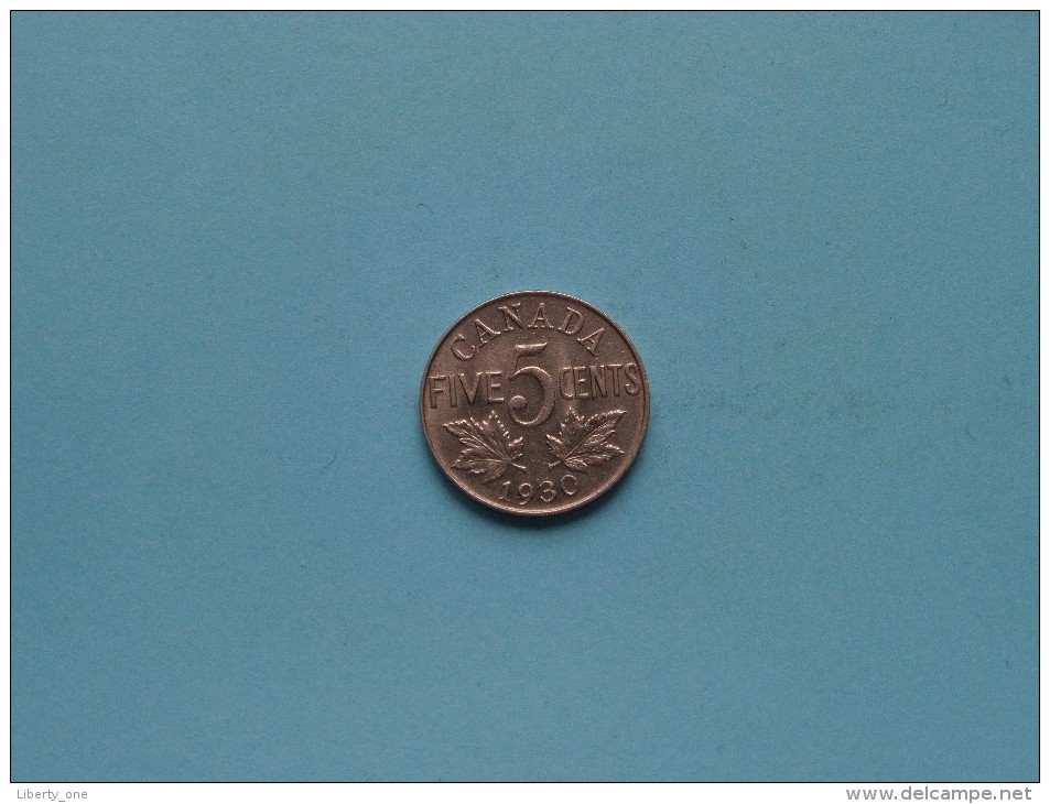 1930 - 5 Cents / KM 29 ( Uncleaned Coin / For Grade, Please See Photo / Scans ) !! - Canada