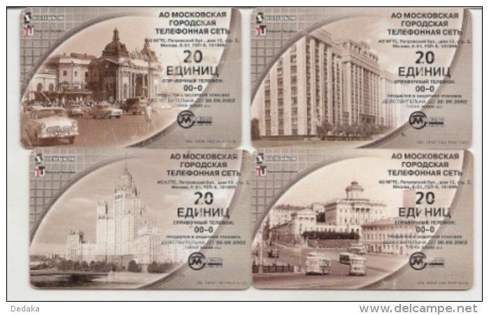 Calling Cards Set - 8 Pcs. - 2001 - MGTS - Moscow - Russia - Cars - Russie