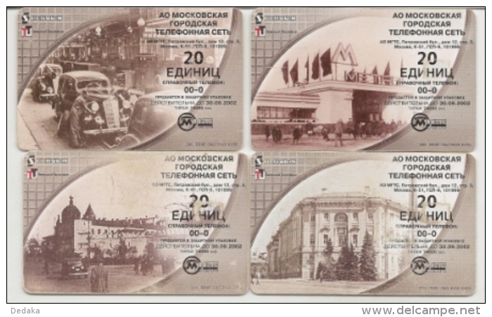 Calling Cards Set - 8 Pcs. - 2001 - MGTS - Moscow - Russia - Cars - Russie