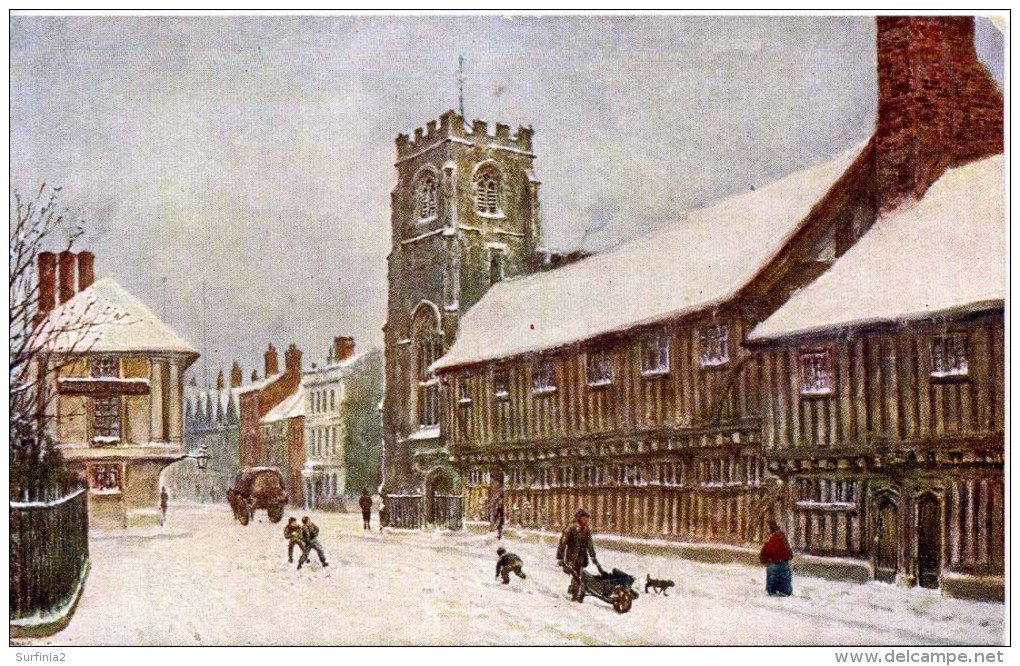 SAMON ART - QUATREMAIN 580 - STRATFORD - GUILD CHAPEL AND SHAKESPEARE'S SCHOOL (Snow) - Stratford Upon Avon