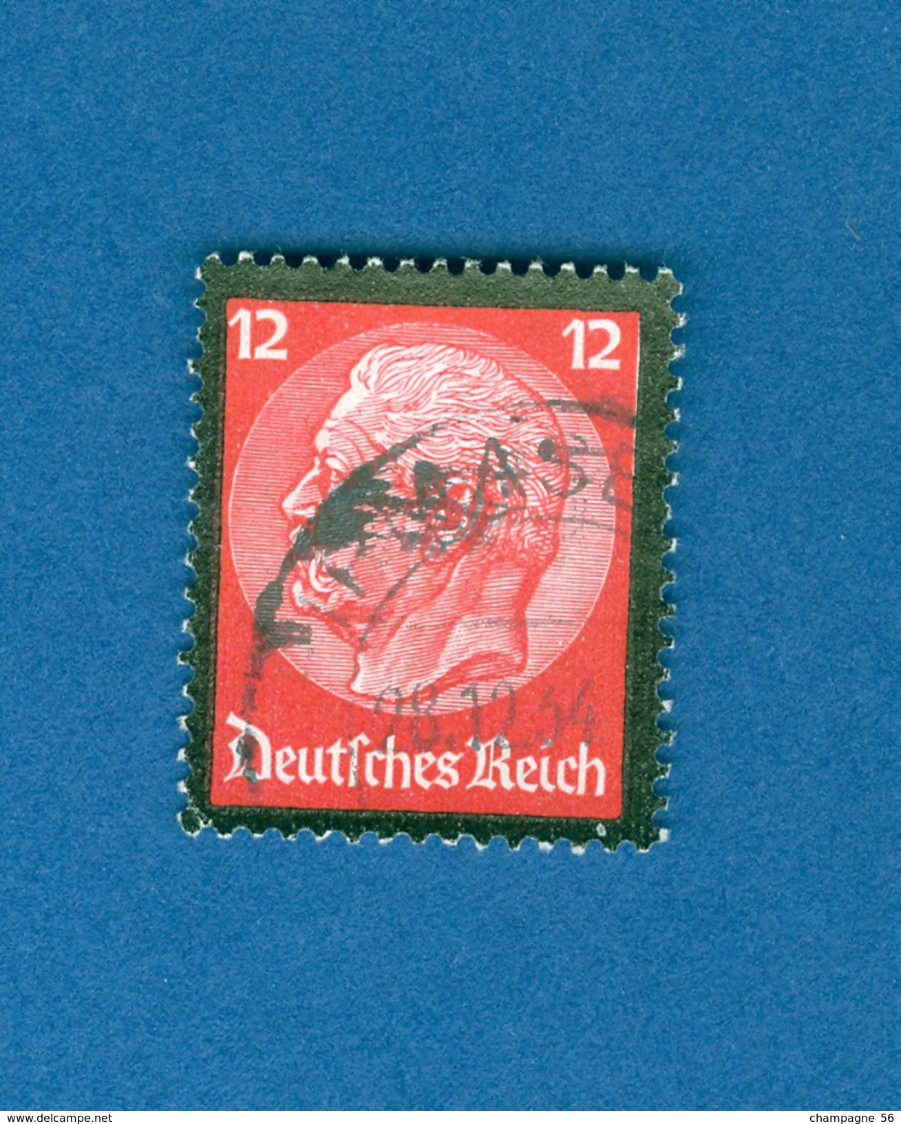 * 1934 N° 507 MORT DU MARÉCHAL HINDENBURG 12 P ROUGE CARMINÉE 28.12.1934 DEUTFCHES REICH OBLITÉRÉ YVERT 0.60 € - Abarten & Kuriositäten