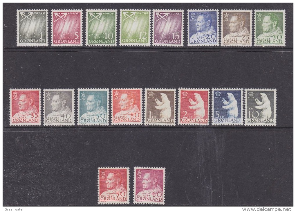 Greenland 1963/1968 Definitives 18v ** Mnh (GL107) - Ungebraucht