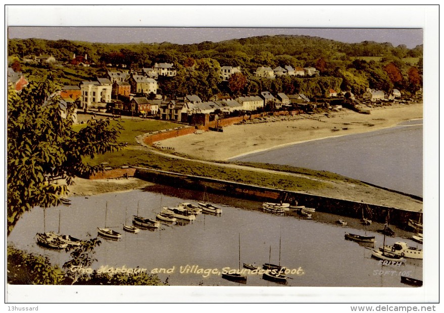 Carte Postale Ancienne Pays De Galles - The Harbour And Village, Saundersfoot - Pembrokeshire