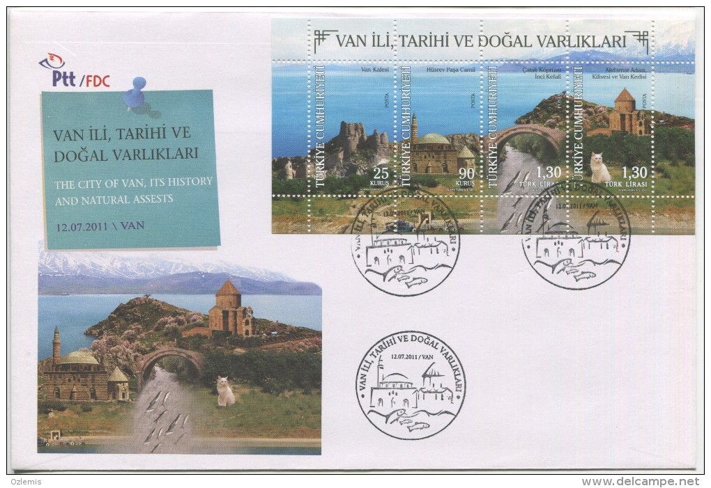 TURQUIE,TURKEI TURKEY THE CITY OF VAN IT'S HISTORY AND NATURAL ASSESTS 2011  FIRST DAY COVER - Cartas & Documentos