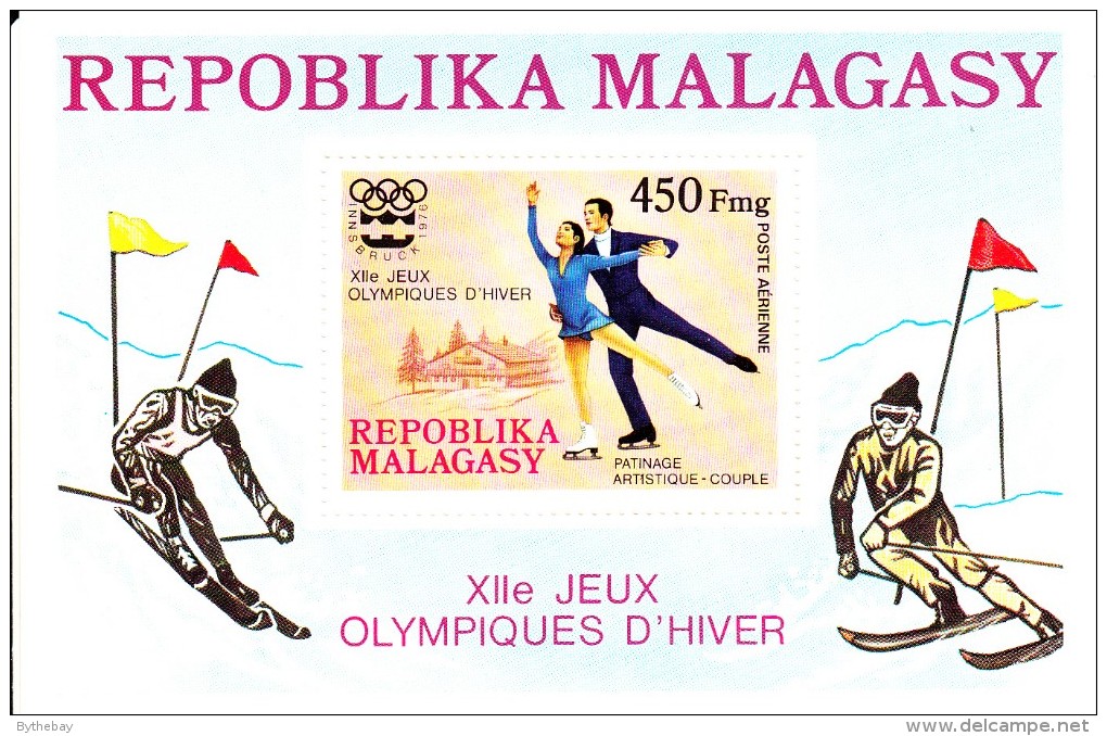 Madagascar MNH Scott #C151 Souvenir Sheet 450fr Pairs Figure Skating - 1976 Winter Olympics Innsbruck - Madagascar (1960-...)