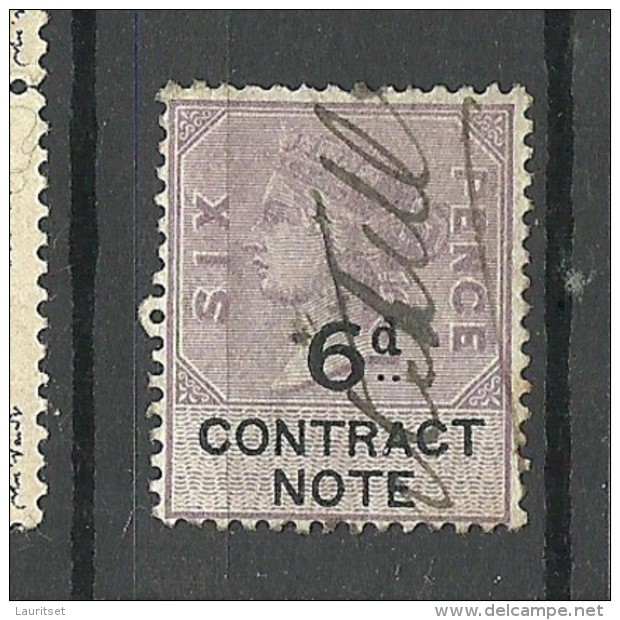 Great Britain Old Revenue Tax Stamp ? Queen Victoria Contract Note 6 Pence O - Service